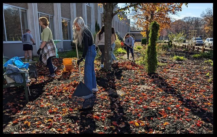 RHS students working in the Shakespeare Garden